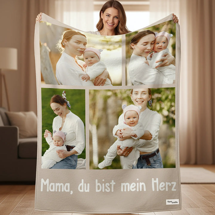 Personalisierte Decke Foto "Mama"