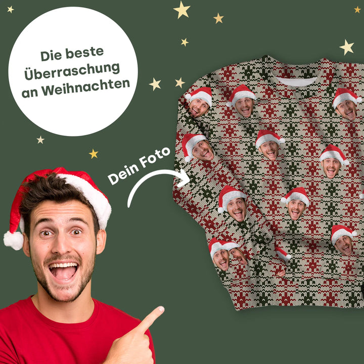 Personalisierter Ugly Christmas Sweater "Strickmuster" famwalls