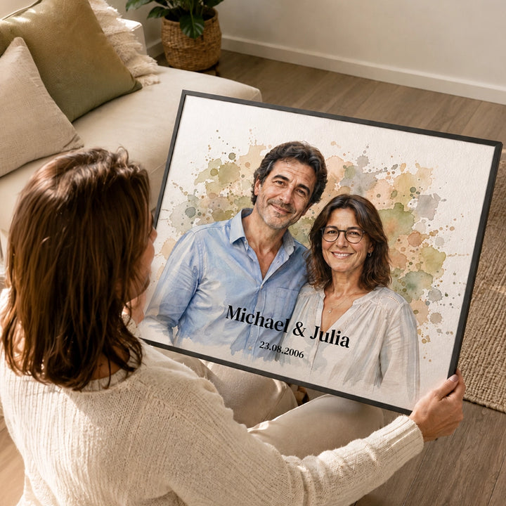 Personalisiertes Poster Aquarell "Euer Foto" - famwalls