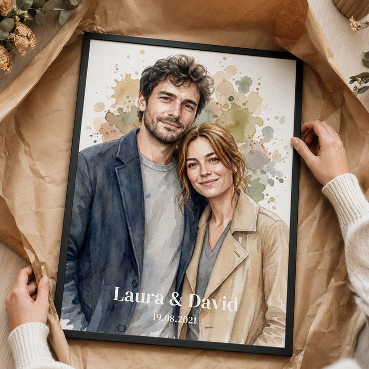 Personalisiertes Poster Aquarell "Euer Foto" - famwalls