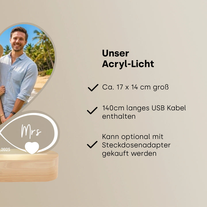 Personalisiertes Acryl-Licht Infinity "Mr & Mrs" | Nachtlicht, Dekolicht, Glowlight