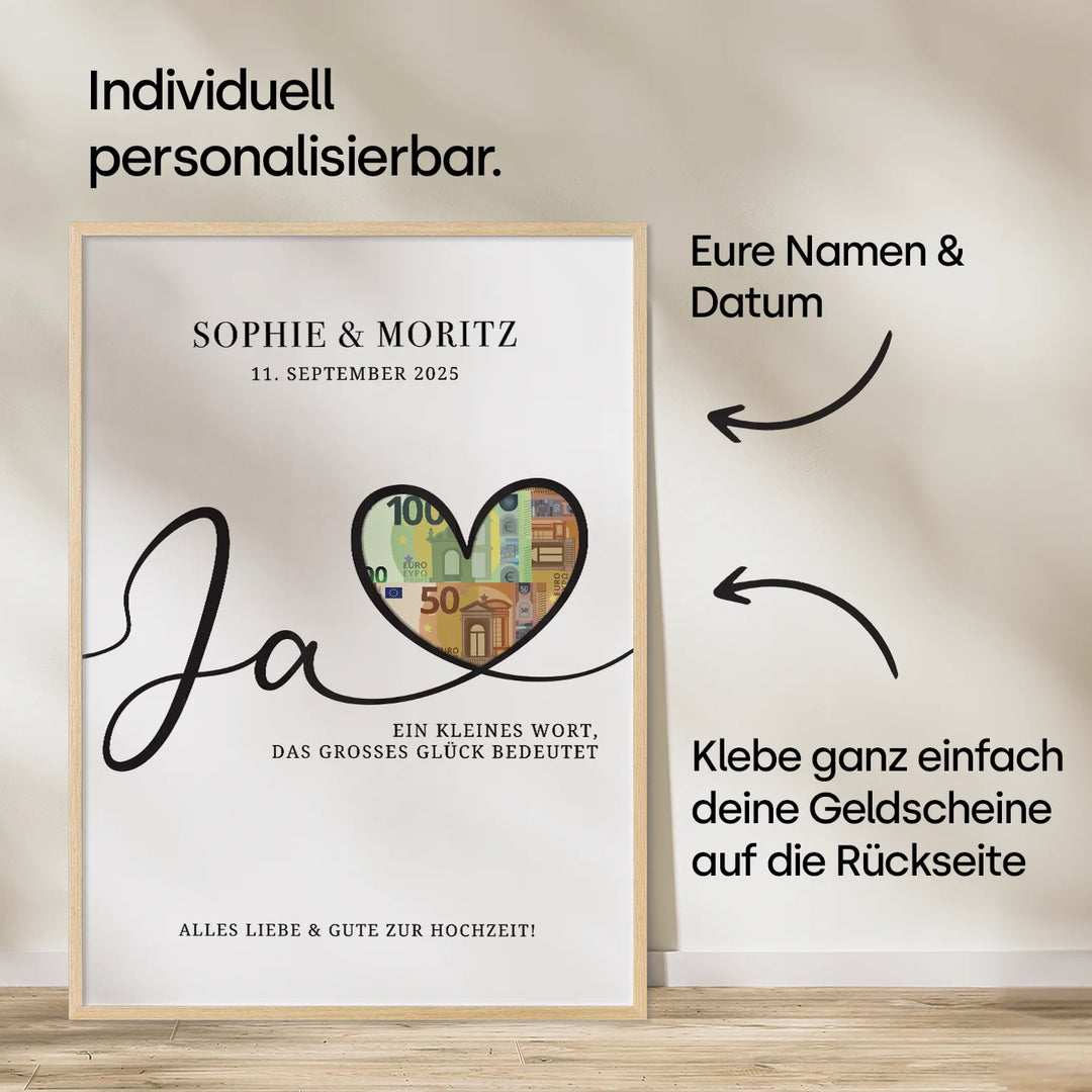 Personalisiertes Geldgeschenk zur Hochzeit "Alles Liebe"