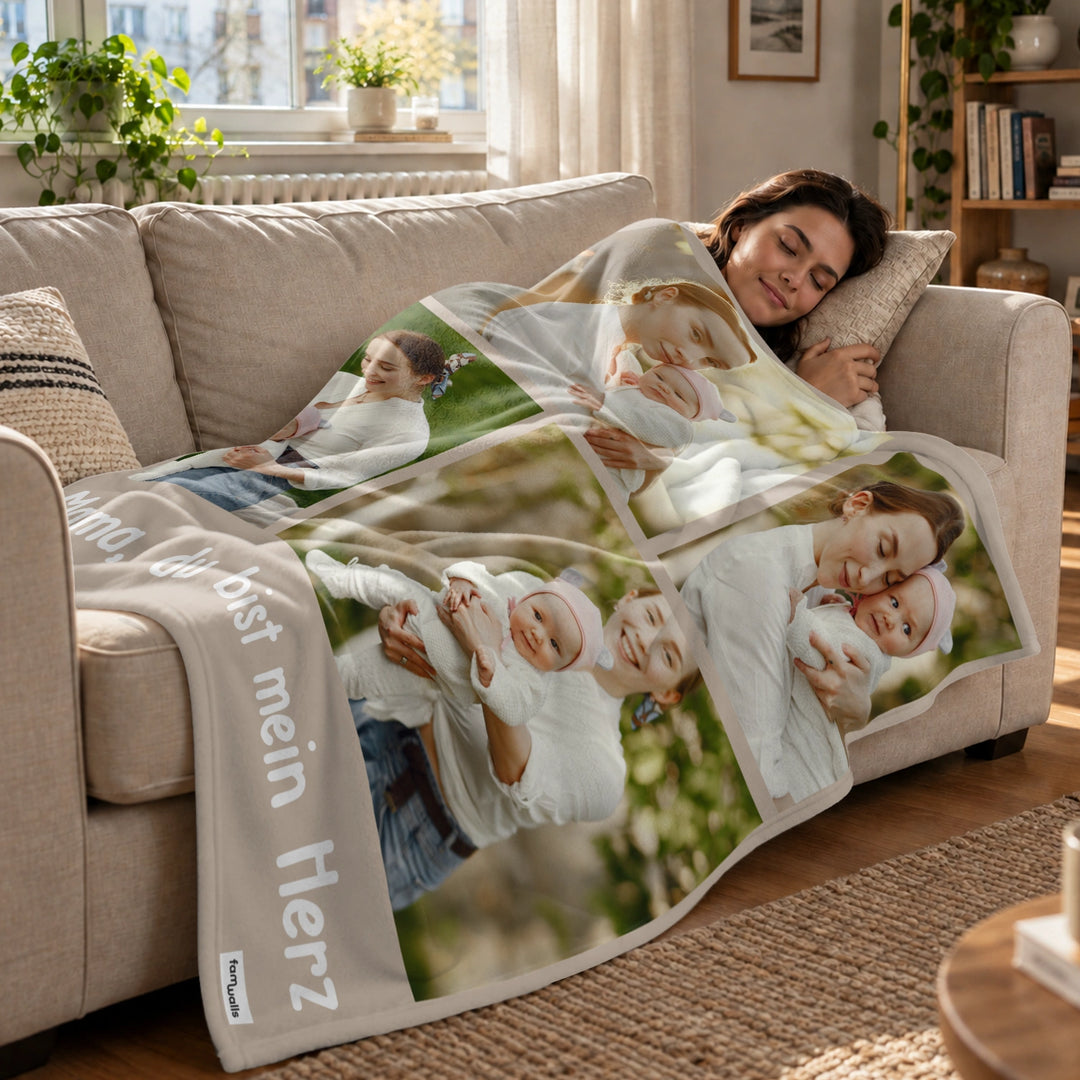 Personalisierte Decke Foto "Mama"