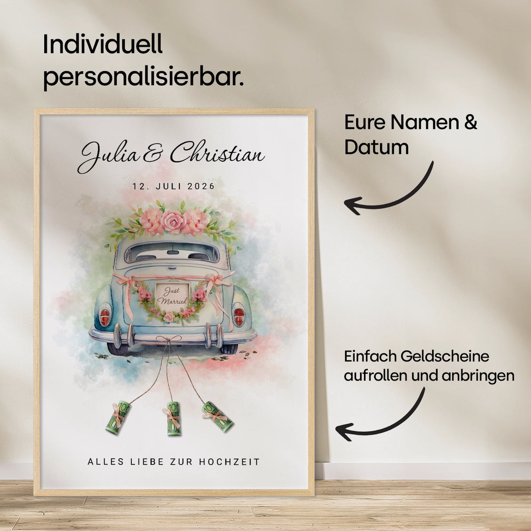 Personalisiertes Poster als Geldgeschenk "Fahrt ins Glück"