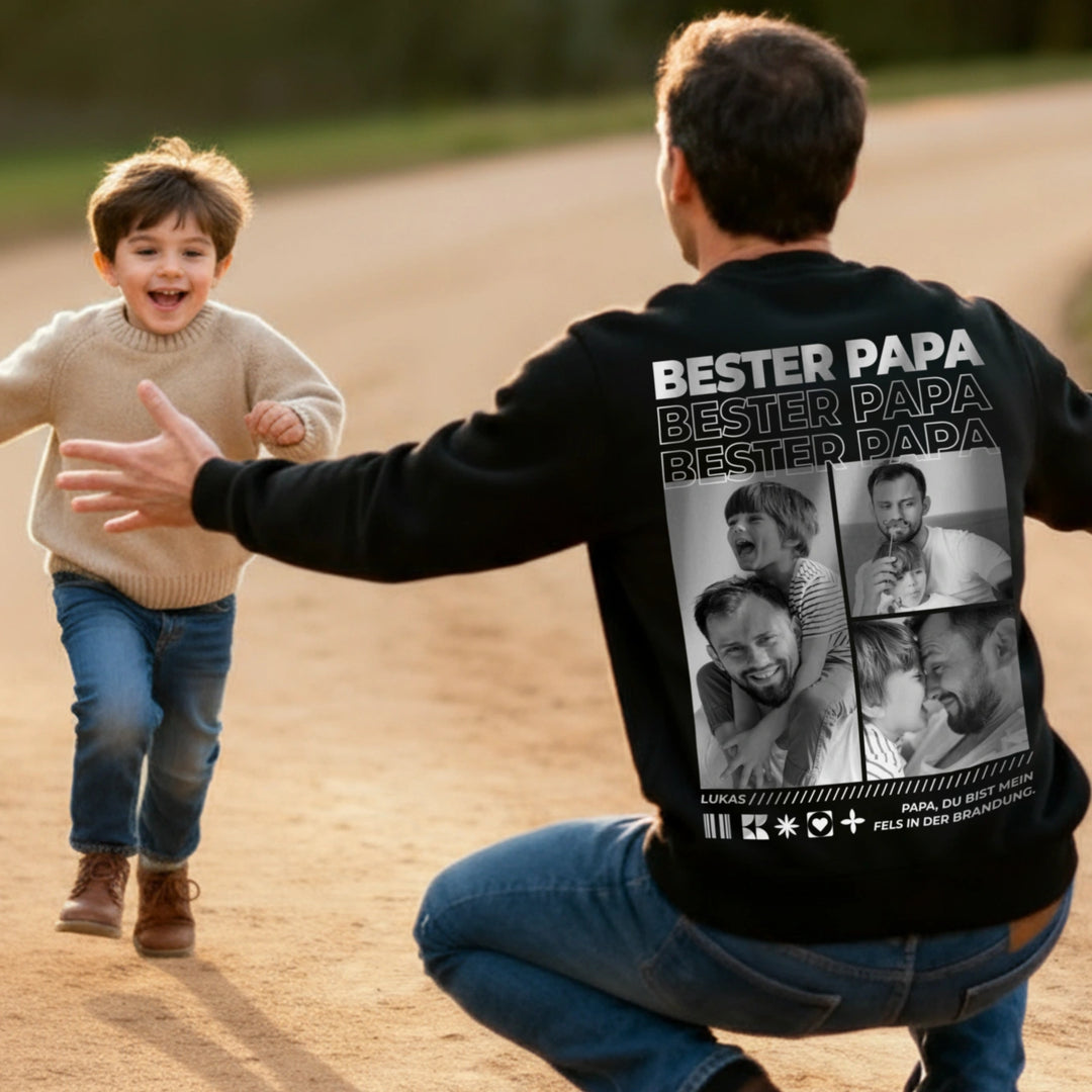 Personalisierter Sweater "Papa" mit Fotos