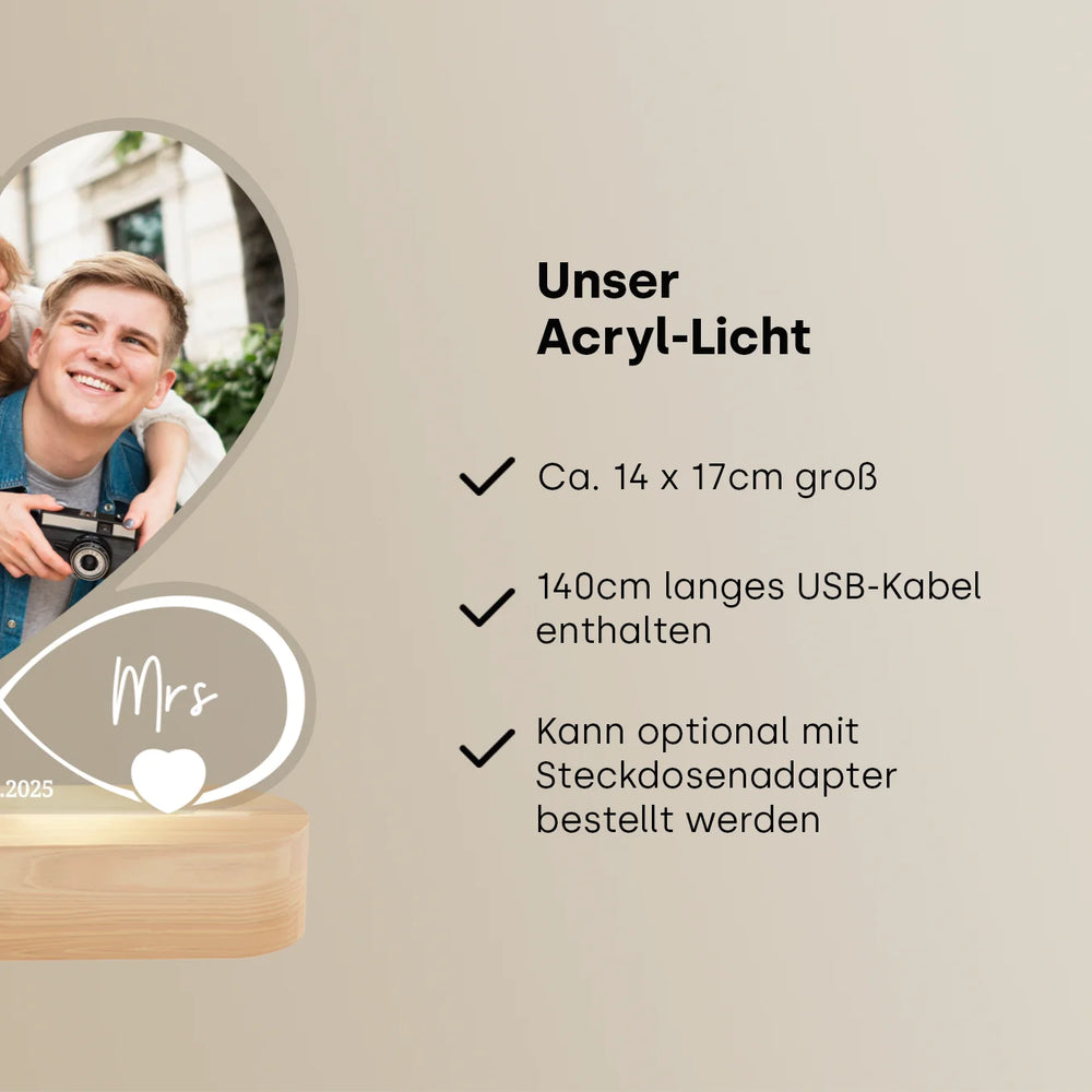 Personalisiertes Acryl-Licht Infinity "Mr & Mrs" | Nachtlicht, Dekolicht, Glowlight