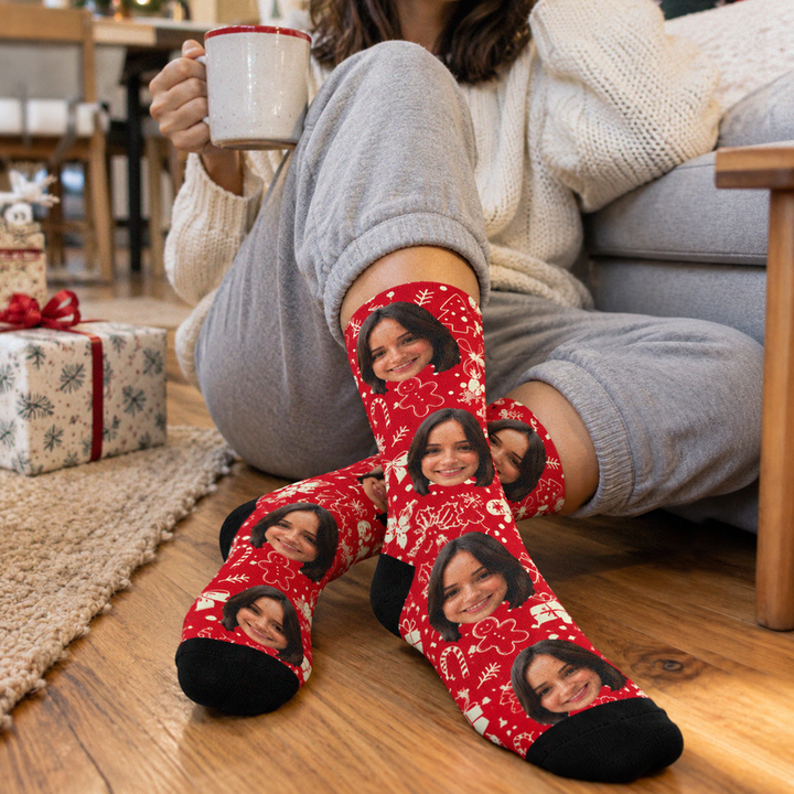 Personalisierte Socken "Weihnachtsmotiv" mit Foto