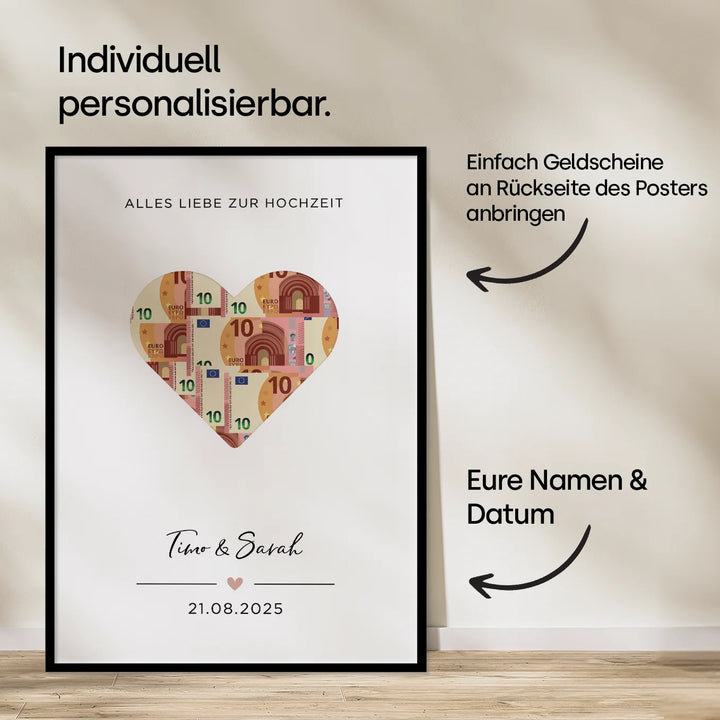 Personalisiertes Geldgeschenk zur Hochzeit "Heart"