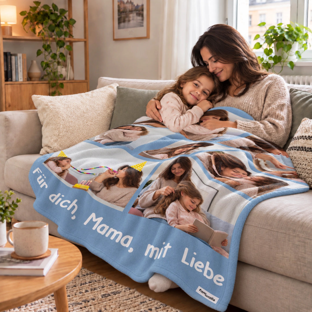 Personalisierte Decke Foto "Mama"