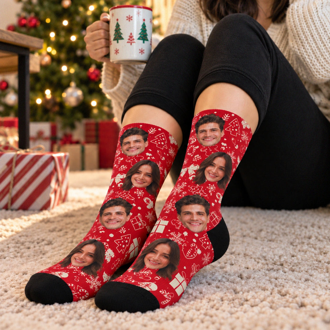 Personalisierte Socken "Weihnachtsmotiv" mit Foto