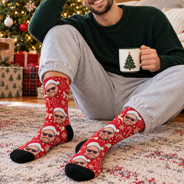 Personalisierte Socken "Weihnachtsmotiv" mit Foto