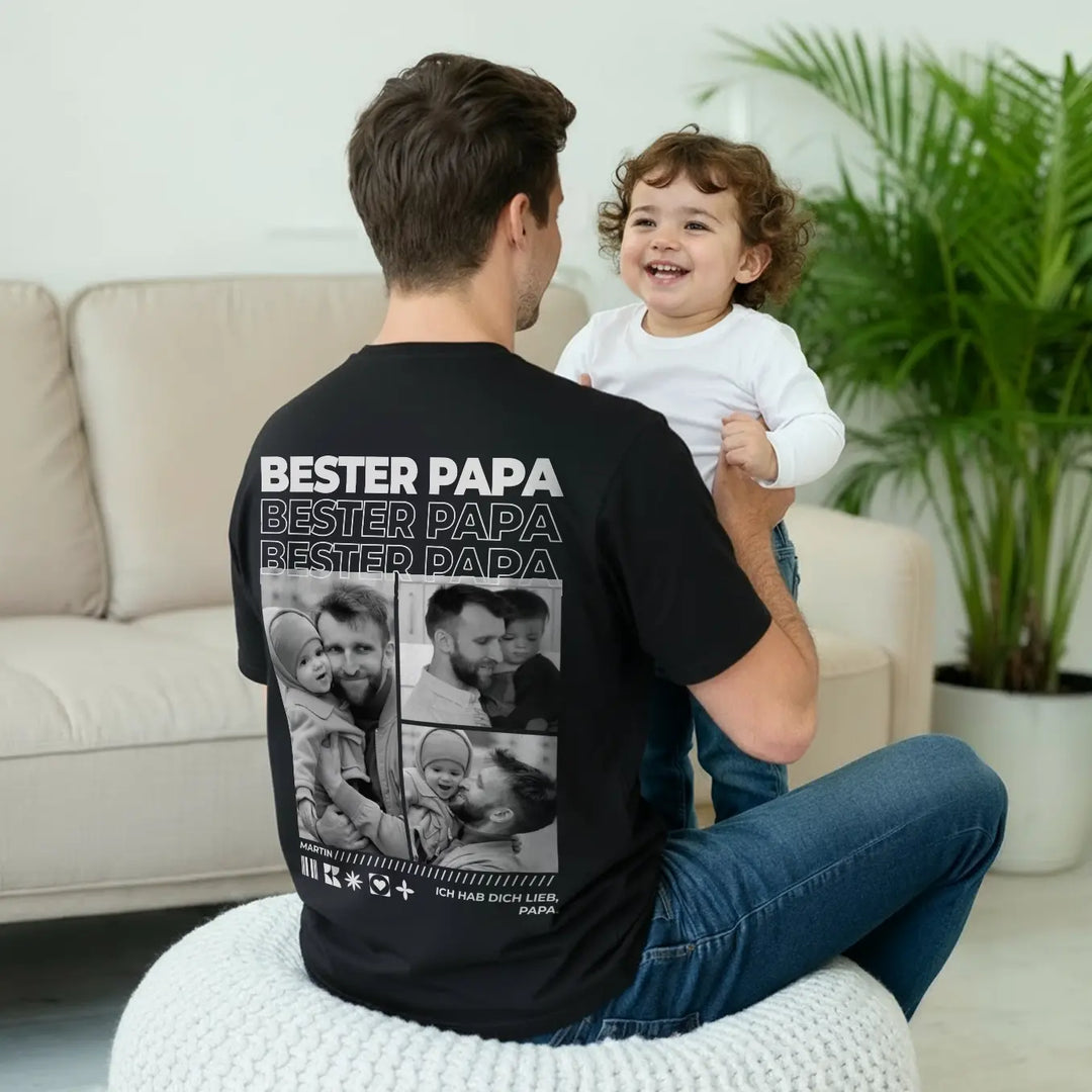 Personalisiertes T-Shirt mit Fotos "Papa"