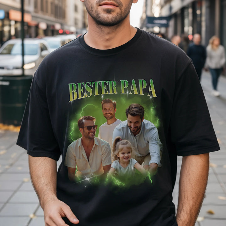 Personalisiertes Oversized T-Shirt Vintage Bootleg "Papa"