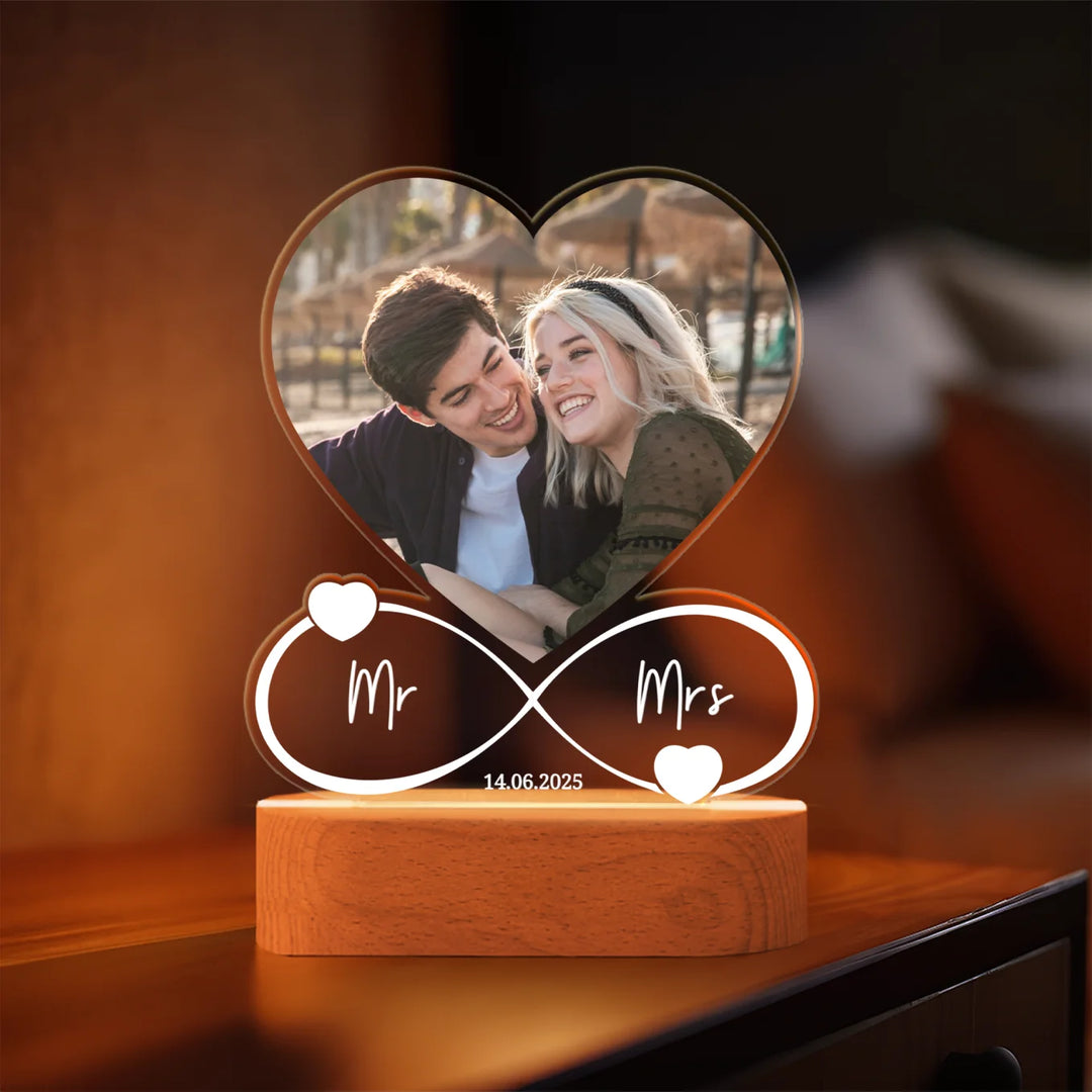 Personalisiertes Acryl-Licht Infinity "Mr & Mrs" | Nachtlicht, Dekolicht, Glowlight
