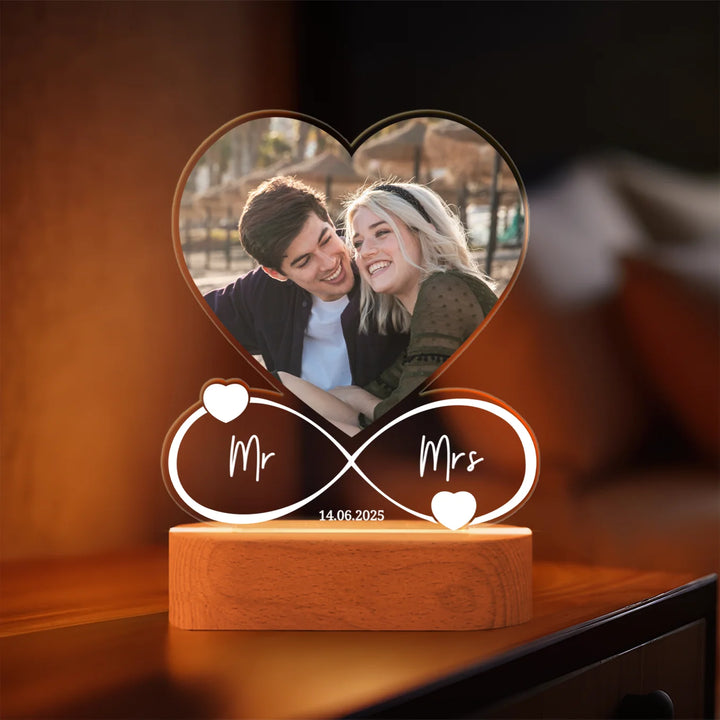 Personalisiertes Acryl-Licht Infinity "Mr & Mrs" | Nachtlicht, Dekolicht, Glowlight