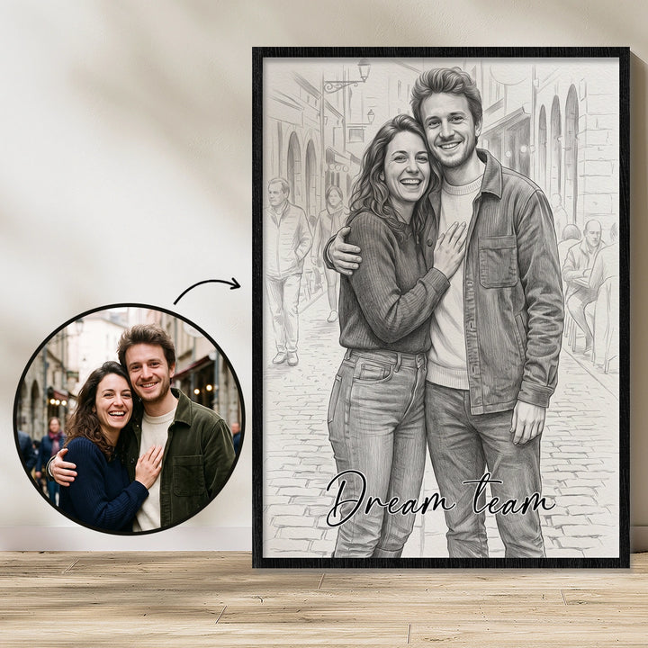 Personalisiertes Poster "Couple Zeichnung"