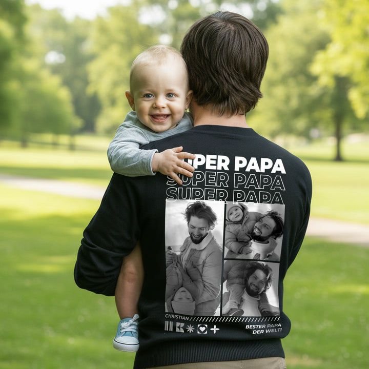 Personalisierter Sweater "Papa" mit Fotos