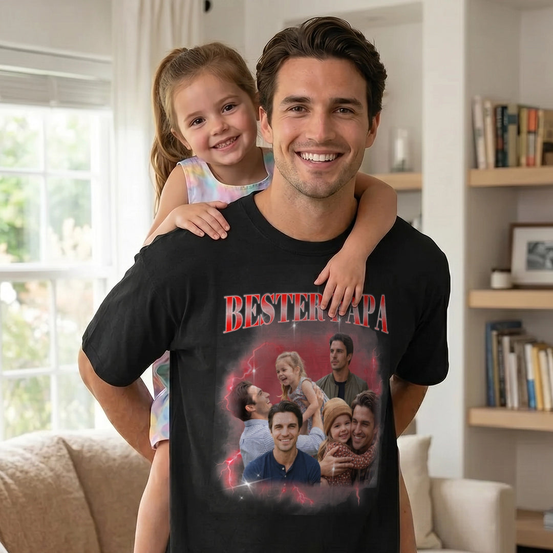 Personalisiertes Oversized T-Shirt Vintage Bootleg "Papa"