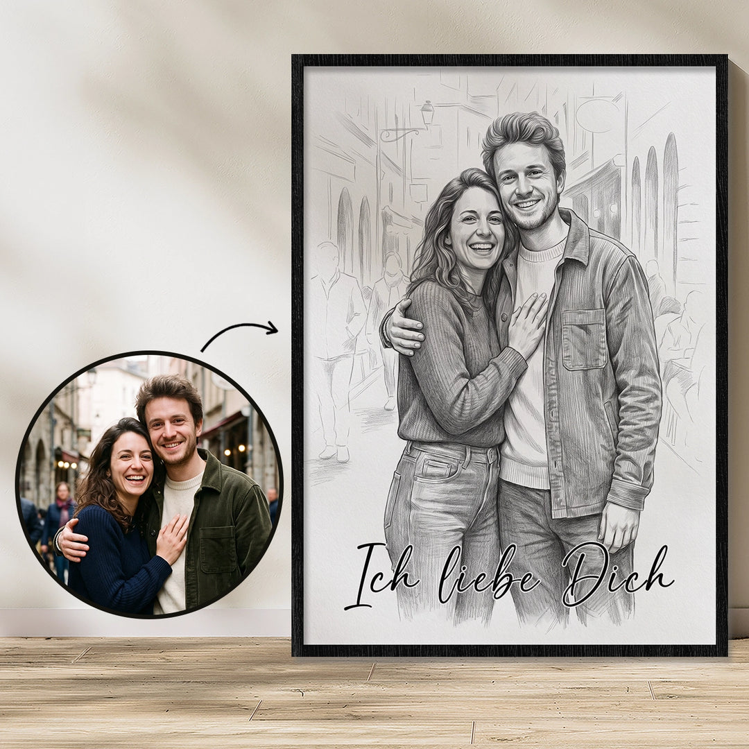 Personalisiertes Poster "Couple Zeichnung"