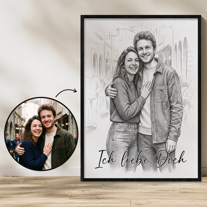 Personalisiertes Poster "Couple Zeichnung"