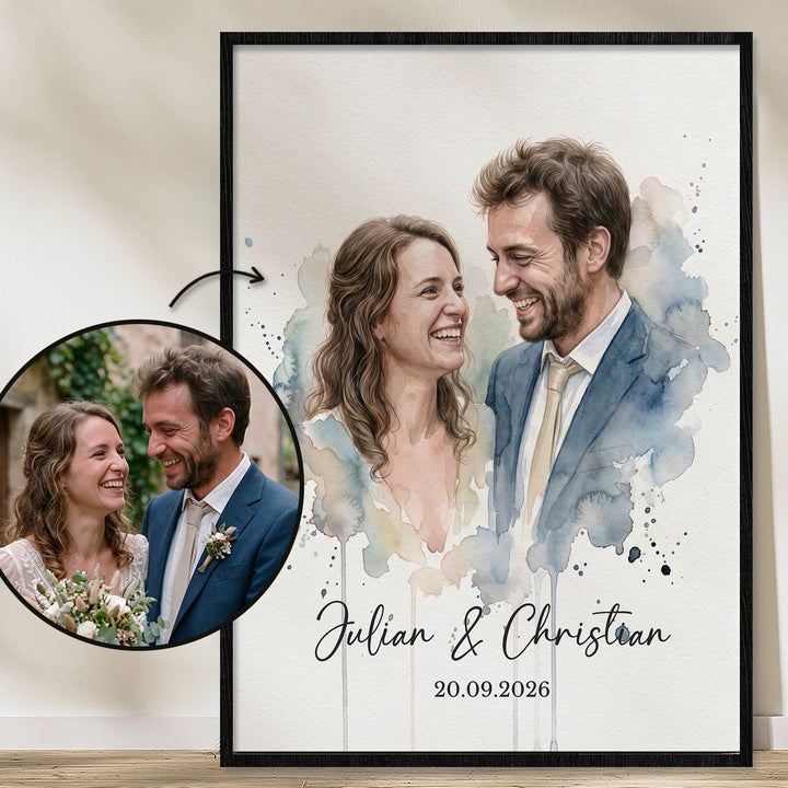 Personalisiertes Poster "Hochzeit Wasserfarben"