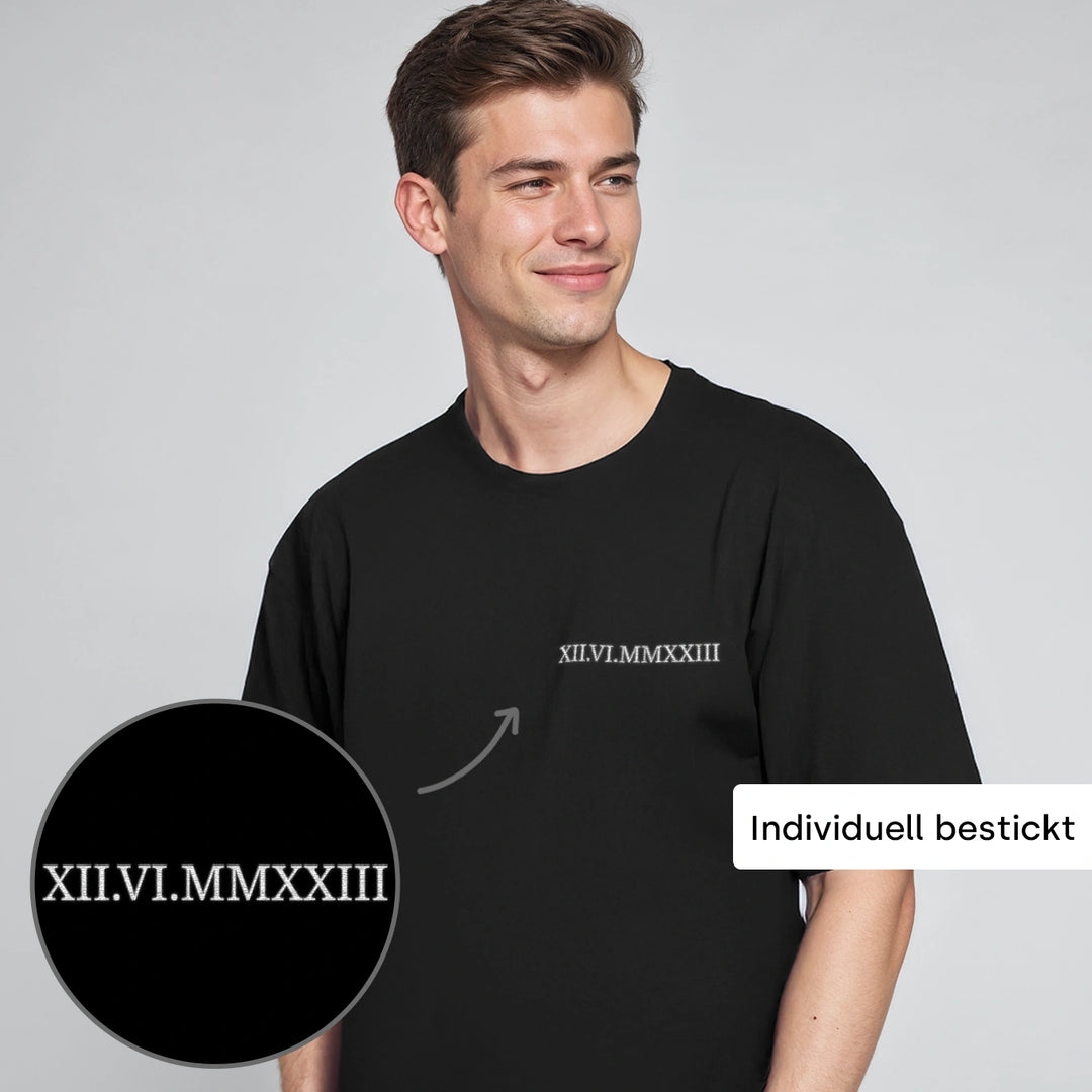 SINGLE Roman Date on Shirt Base Embroidered DE & FR