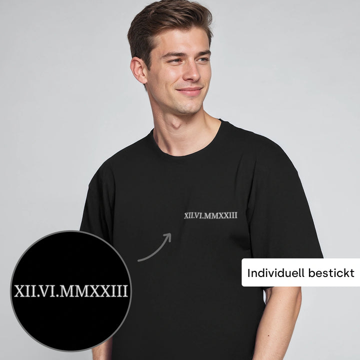 SINGLE Roman Date on Shirt Base Embroidered DE & FR