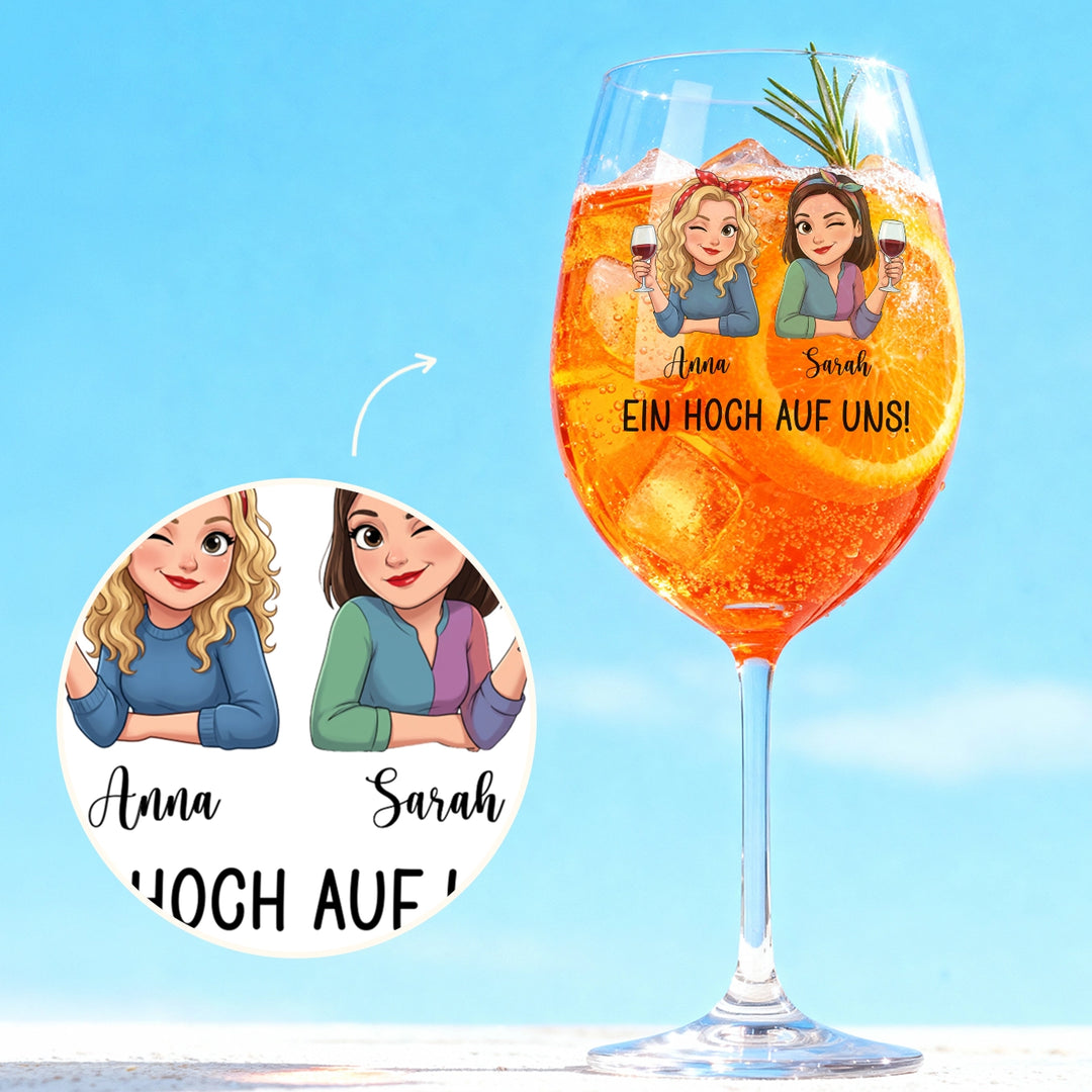 Personalisiertes Weinglas "Gute Freundinnen"