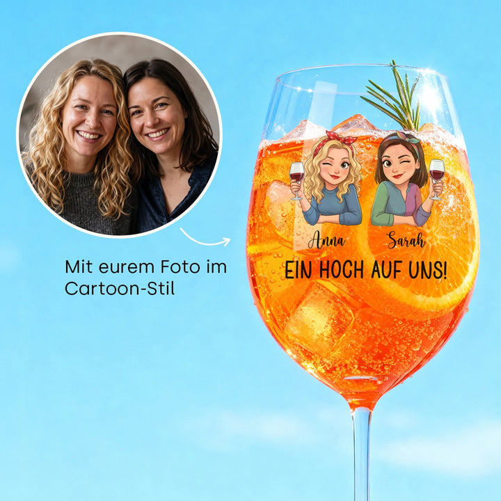 Personalisiertes Weinglas "Gute Freundinnen"