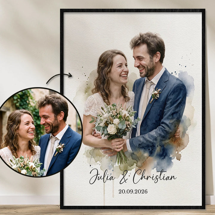 Personalisiertes Poster "Hochzeit Wasserfarben"