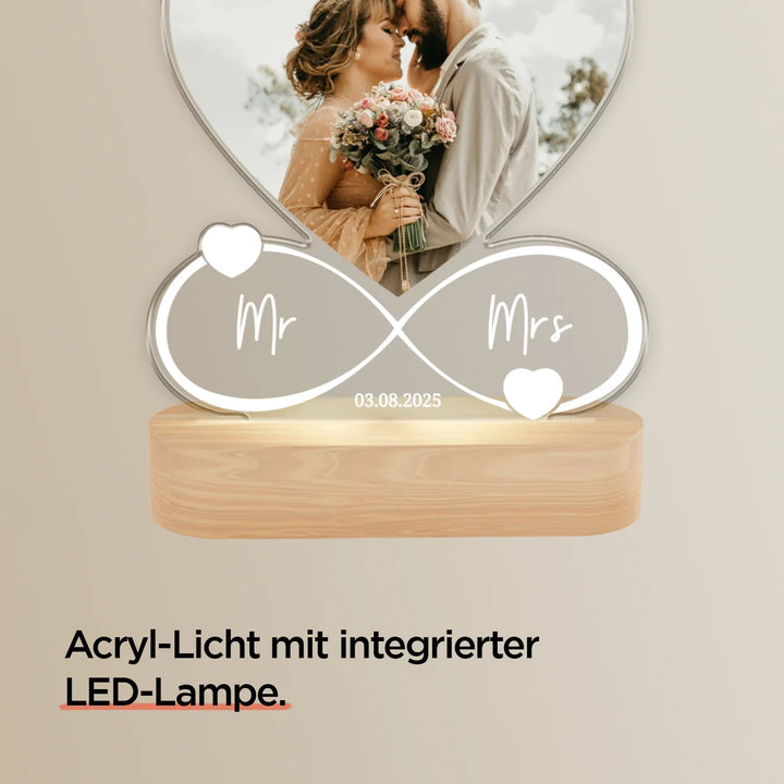 Personalisiertes Acryl-Licht Infinity "Mr & Mrs" | Nachtlicht, Dekolicht, Glowlight
