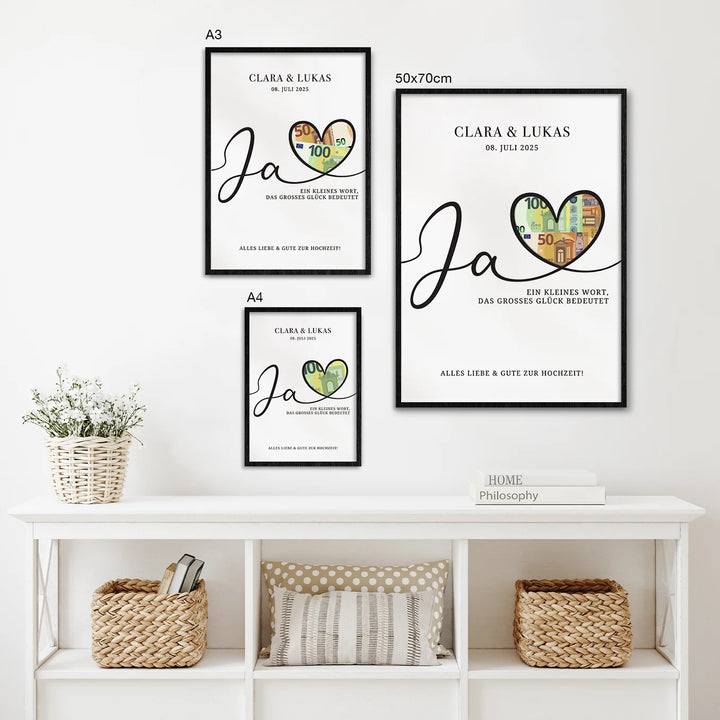 Personalisiertes Geldgeschenk zur Hochzeit "Alles Liebe"