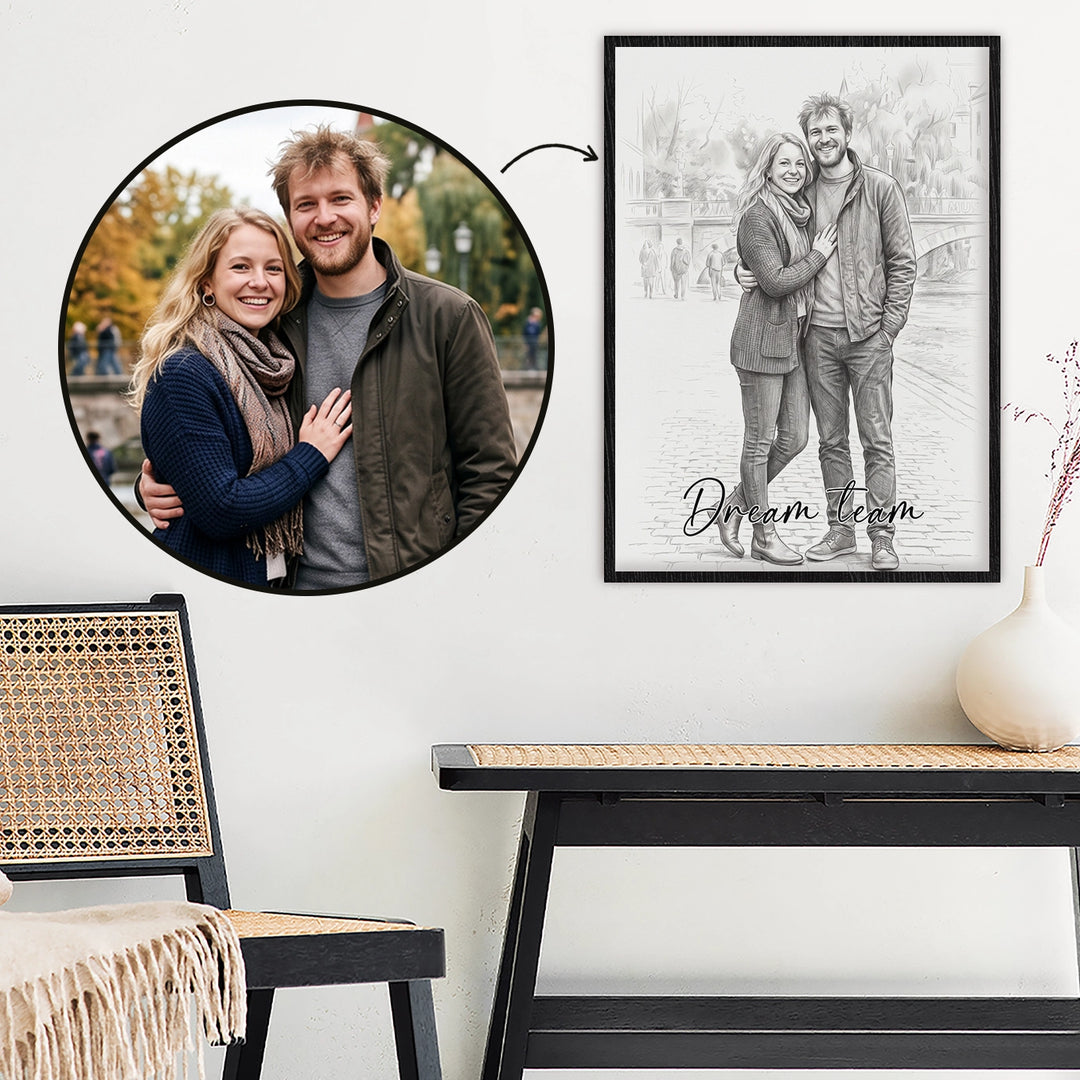 Personalisiertes Poster "Couple Zeichnung"