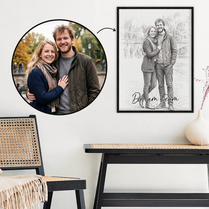Personalisiertes Poster "Couple Zeichnung"
