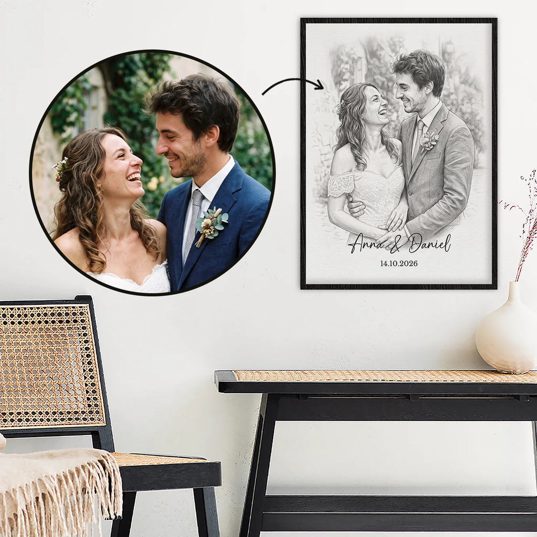 Personalisiertes Poster "Hochzeit Wasserfarben"
