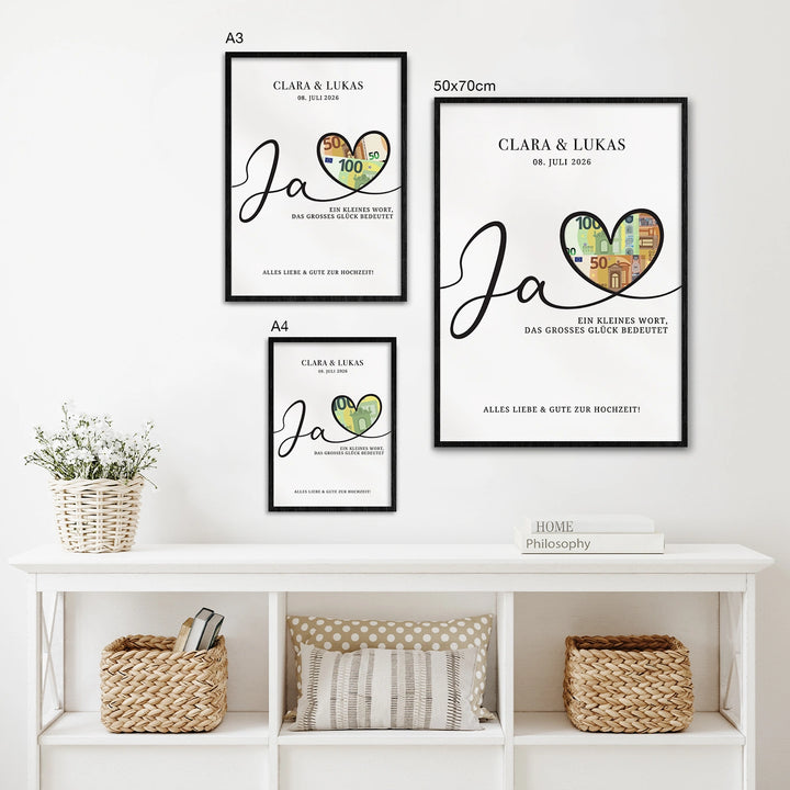 Personalisiertes Geldgeschenk zur Hochzeit "Alles Liebe"