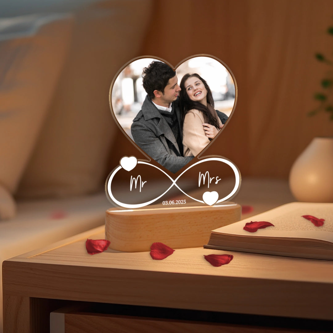 Personalisiertes Acryl-Licht Infinity "Mr & Mrs" | Nachtlicht, Dekolicht, Glowlight