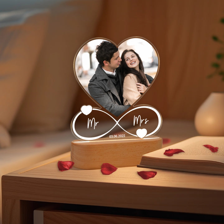 Personalisiertes Acryl-Licht Infinity "Mr & Mrs" | Nachtlicht, Dekolicht, Glowlight