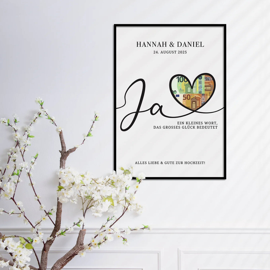 Personalisiertes Geldgeschenk zur Hochzeit "Alles Liebe"