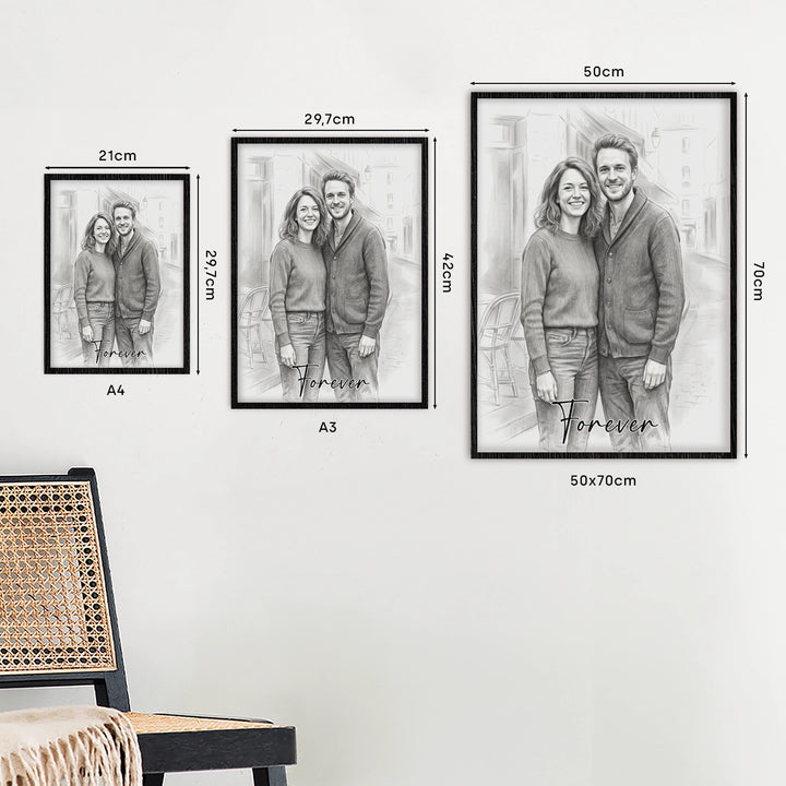 Personalisiertes Poster "Couple Zeichnung"
