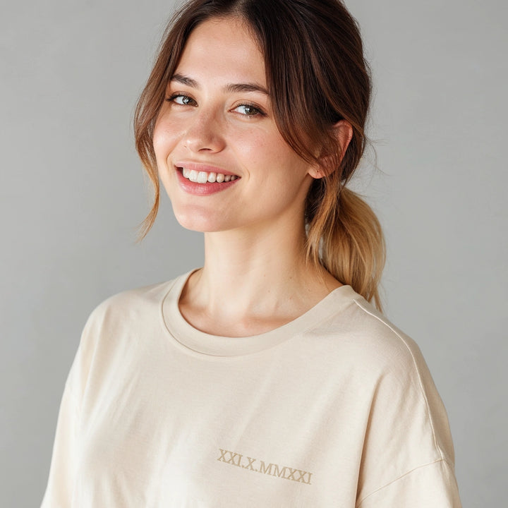 SINGLE Roman Date on Shirt Base Embroidered DE & FR