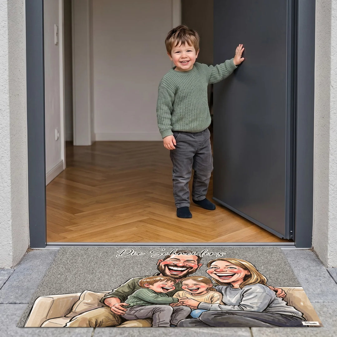 Personalisierte Fußmatte "Sketch Familie"