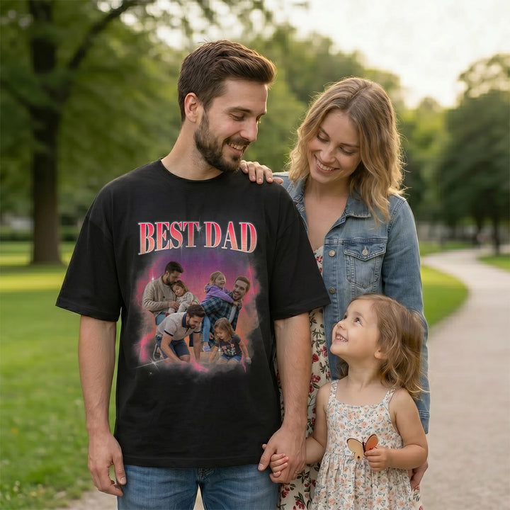 Personalisiertes Oversized T-Shirt Vintage Bootleg "Papa"