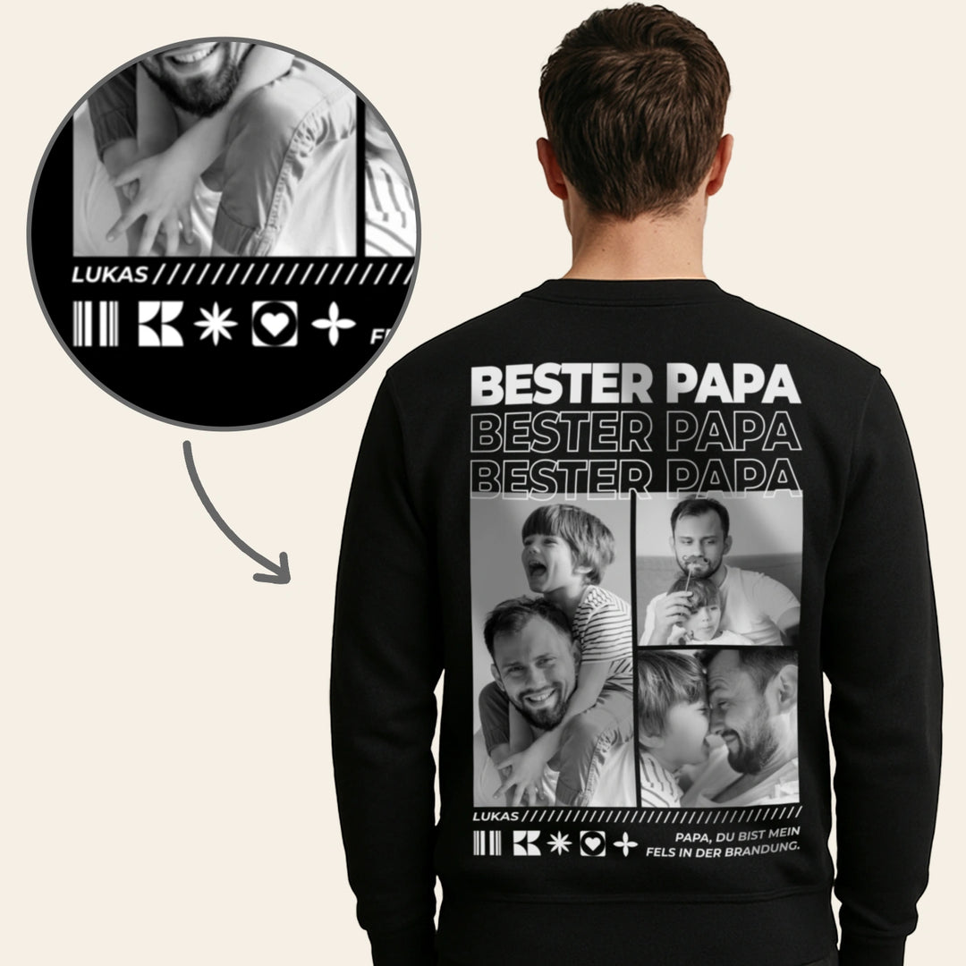 Personalisierter Sweater "Papa" mit Fotos