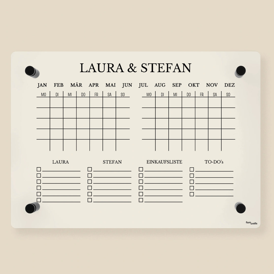 Personalisierter Wochenplaner Acryl "Paar"
