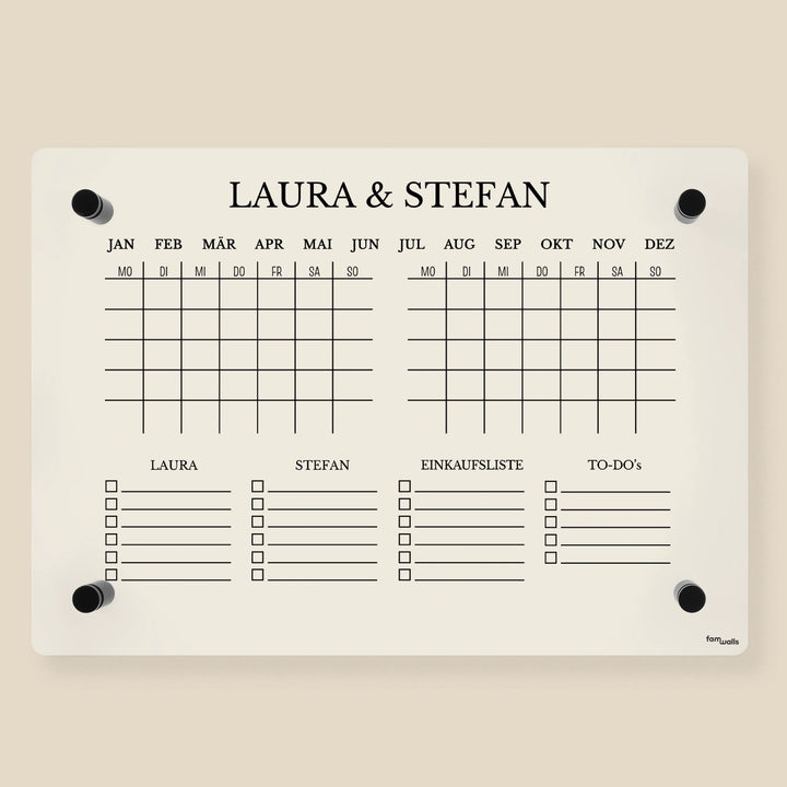 Personalisierter Wochenplaner Acryl "Paar"