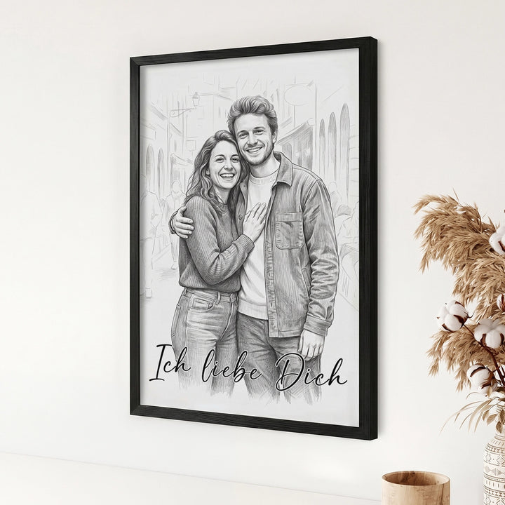 Personalisiertes Poster "Couple Zeichnung"