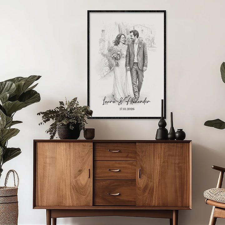 Personalisiertes Poster "Hochzeit Wasserfarben"