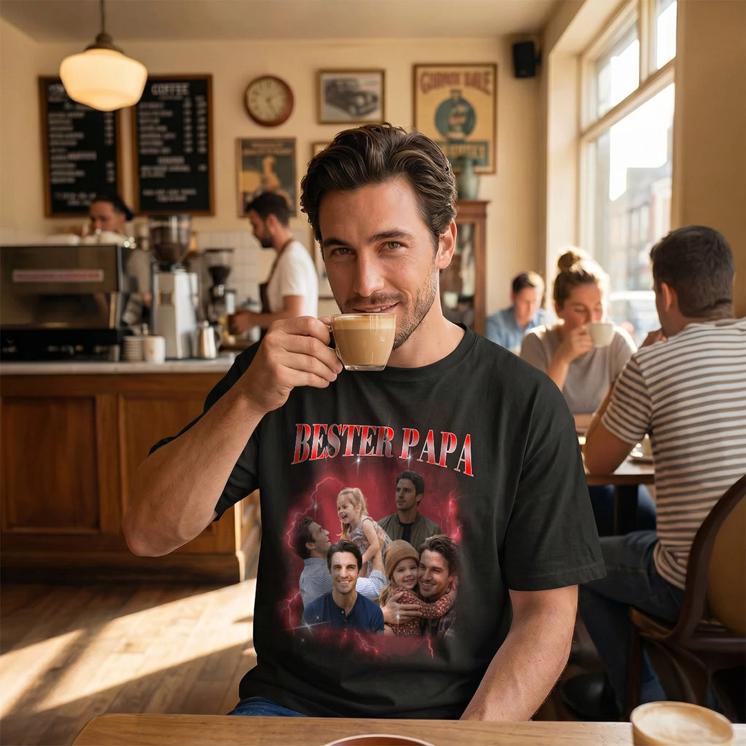 Personalisiertes Oversized T-Shirt Vintage Bootleg "Papa"