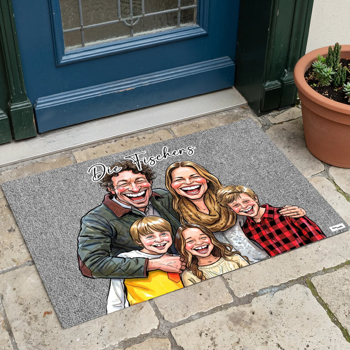 Personalisierte Fußmatte "Sketch Familie"